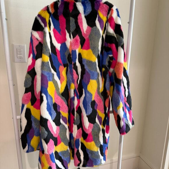 Matt Sarafa Rainbow Multi-colored Faux Fur Coat - Picture 6 of 6